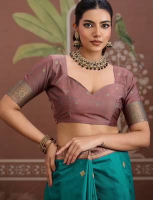 sea green tussar silk blend weaving saree ready to dispatch 2