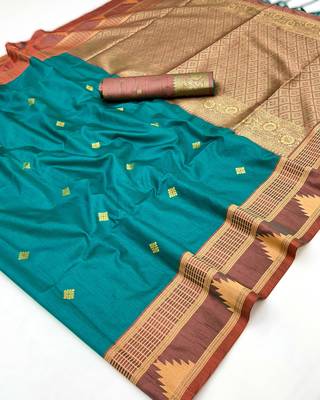 sea green tussar silk blend weaving saree ready to dispatch 3
