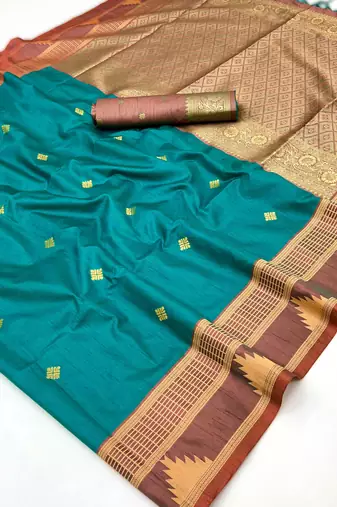 sea green tussar silk blend weaving saree  ready to dispatch