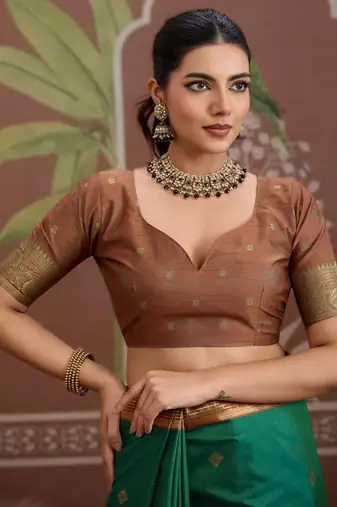 green tussar silk blend weaving saree  ready to dispatch