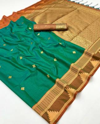 green tussar silk blend weaving saree  ready to dispatch 3