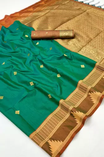 green tussar silk blend weaving saree  ready to dispatch