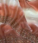 Peach Color Jarkhan Diamond Work Silk Blend Saree