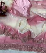 Pink Color Jarkhan Diamond Work Silk Blend Saree