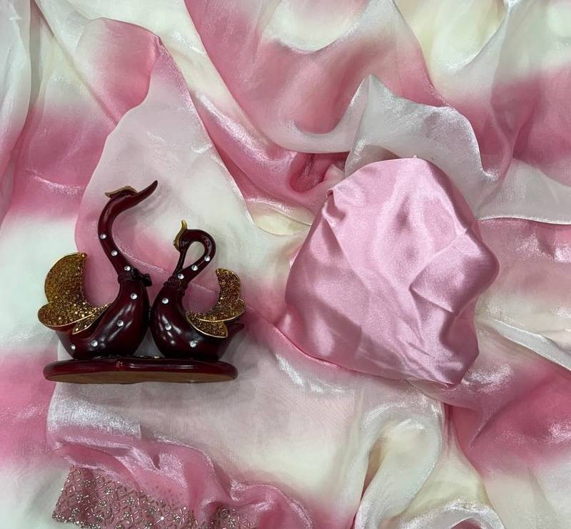 Pink Color Jarkhan Diamond Work Silk Blend Saree