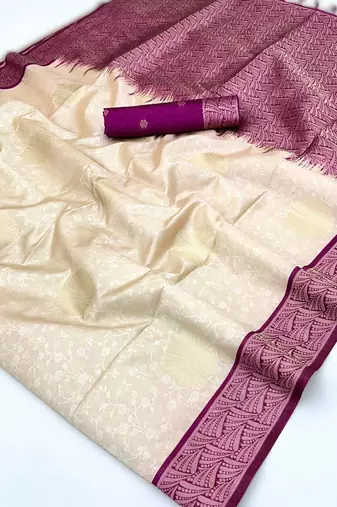 off white weaving paper silk blend saree with paper silk blend blouse  casual & festive wear