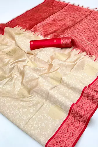 off white weaving paper silk blend saree with paper silk blend blouse  casual & festive wear