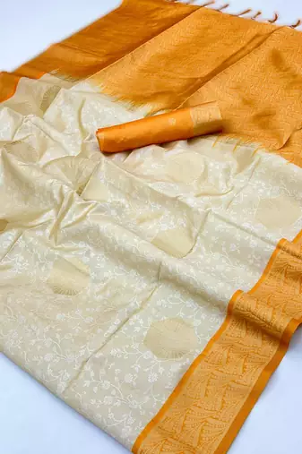 off white weaving paper silk blend saree with paper silk blend blouse  casual & festive wear