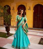 Royal Paithani Soft Silk Lehenga Choli with Zari Weaving, Sequins & Thread Embroidery with batwa