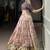 brown printed Tassar Silk Lehenga Choli with shrug