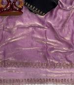 Lavender Color Jarkhan Diamond Work Space Silk Blend Saree