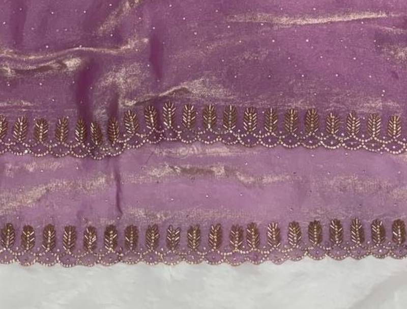 Lavender Color Jarkhan Diamond Work Space Silk Blend Saree