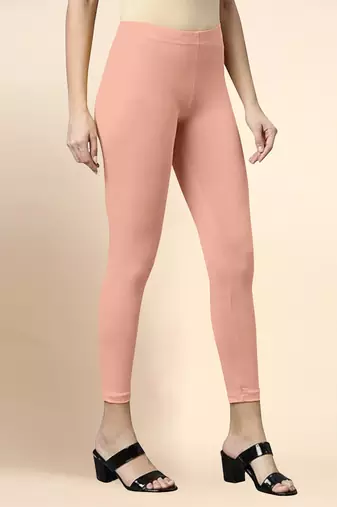 Microfiber elastane stretch soft cropped leggings with ultrasoft waistband