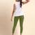 ArmyGreen Microfiber elastane stretch soft cropped leggings with ultrasoft waistband