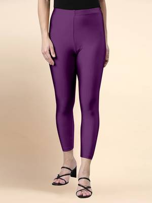BerryPurple Microfiber elastane stretch soft cropped leggings with ultrasoft waistband 1