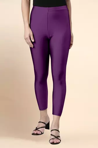 BerryPurple Microfiber elastane stretch soft cropped leggings with ultrasoft waistband