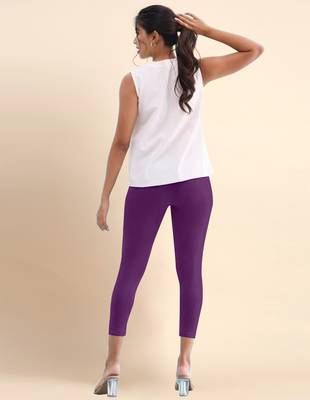 BerryPurple Microfiber elastane stretch soft cropped leggings with ultrasoft waistband 4
