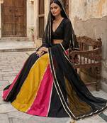 Black Vichitra Silk Lehenga Set