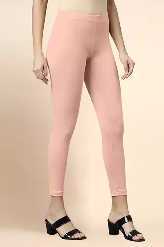 Blush Microfiber elastane stretch soft cropped leggings with ultrasoft waistband