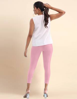 CottonCandy Microfiber elastane stretch soft cropped leggings with ultrasoft waistband 4