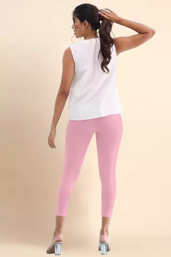 CottonCandy Microfiber elastane stretch soft cropped leggings with ultrasoft waistband