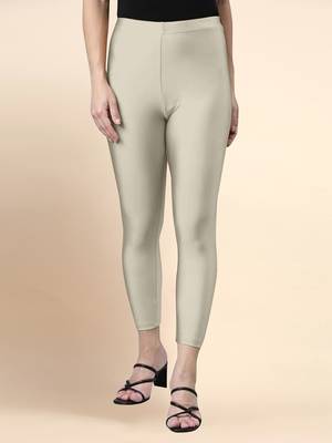 DarkBeige Microfiber elastane stretch soft cropped leggings with ultrasoft waistband 1