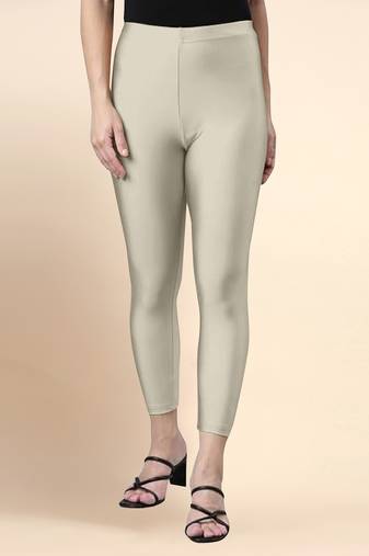 DarkBeige Microfiber elastane stretch soft cropped leggings with ultrasoft waistband