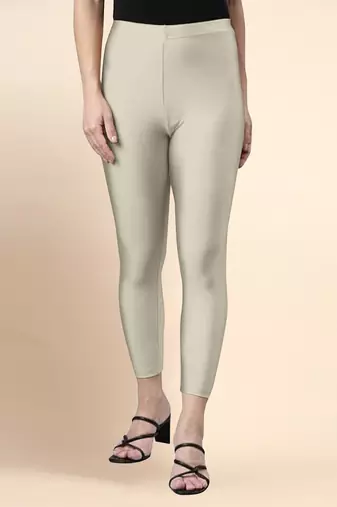 DarkBeige Microfiber elastane stretch soft cropped leggings with ultrasoft waistband