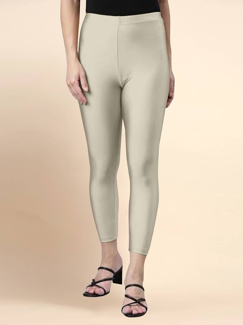 DarkBeige Microfiber elastane stretch soft cropped leggings with ultrasoft waistband