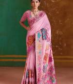 light pink modal cotton pashmina weaving saree – ready to dispatch