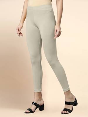 DarkBeige Microfiber elastane stretch soft cropped leggings with ultrasoft waistband 2