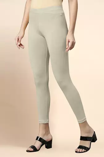 DarkBeige Microfiber elastane stretch soft cropped leggings with ultrasoft waistband