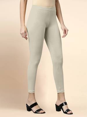 DarkBeige Microfiber elastane stretch soft cropped leggings with ultrasoft waistband 3