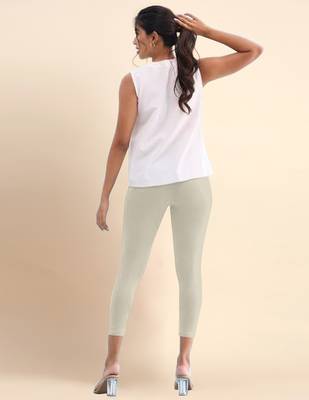 DarkBeige Microfiber elastane stretch soft cropped leggings with ultrasoft waistband 4