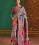 chikoo modal cotton pashmina weaving saree – ready to dispatch