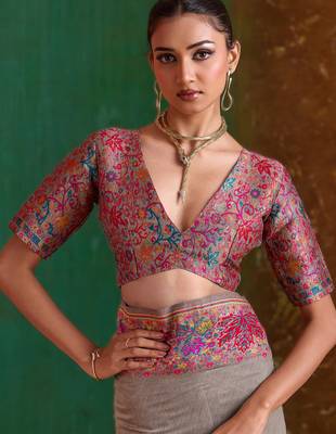 chikoo modal cotton pashmina weaving saree  ready to dispatch 2
