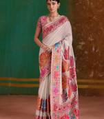 cream modal cotton pashmina weaving saree