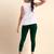 DarkGreen Microfiber elastane stretch soft cropped leggings with ultrasoft waistband