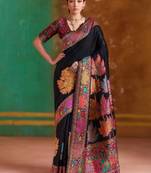 black modal cotton pashmina weaving saree – ready to dispatch