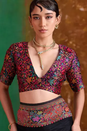 black modal cotton pashmina weaving saree  ready to dispatch