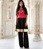 Pink & black vichitra silk palazzo set