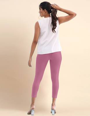 Flamingo Microfiber elastane stretch soft cropped leggings with ultrasoft waistband 4