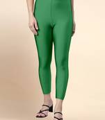 Green Microfiber elastane stretch soft cropped leggings with ultrasoft waistband