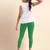 Green Microfiber elastane stretch soft cropped leggings with ultrasoft waistband