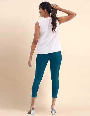 Indigo Microfiber elastane stretch soft cropped leggings with ultrasoft waistband 4