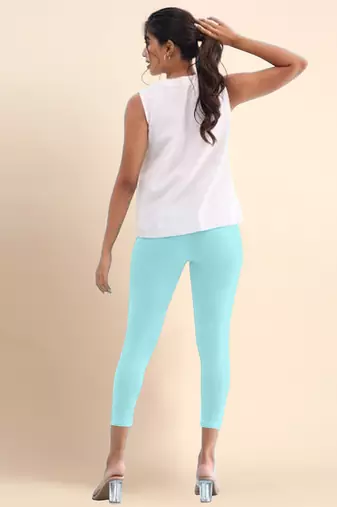 LightAqua Microfiber elastane stretch soft cropped leggings with ultrasoft waistband