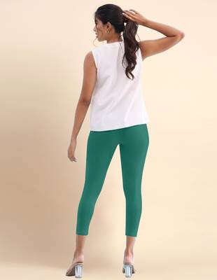 LightGreen Microfiber elastane stretch soft cropped leggings with ultrasoft waistband 4