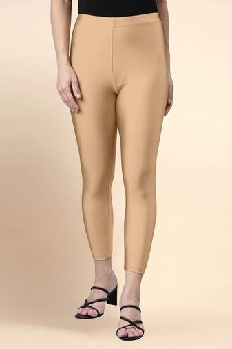 LightPeach Microfiber elastane stretch soft cropped leggings with ultrasoft waistband