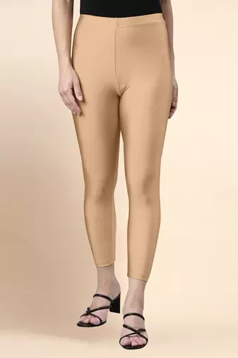 LightPeach Microfiber elastane stretch soft cropped leggings with ultrasoft waistband