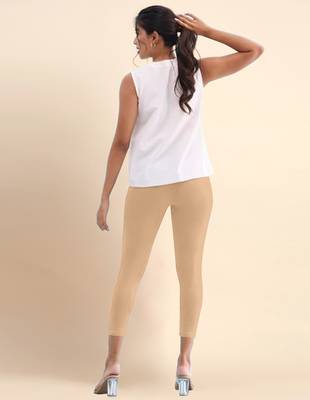 LightPeach Microfiber elastane stretch soft cropped leggings with ultrasoft waistband 4